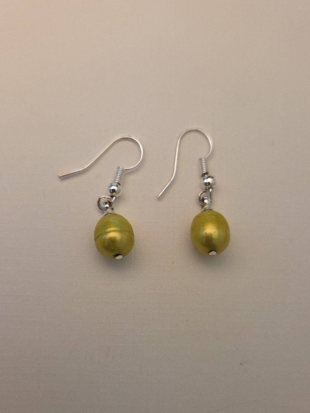 Green Pearl Drop Earrings - Unbranded